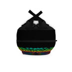 Rainbow Tunnel Optical Illusion Print, Black Backpack