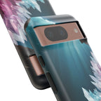 Faisceau lumineux coloré de la grotte de cristal, étui de téléphone