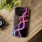 Neon Light Wave Abstract Glow, Phone Case