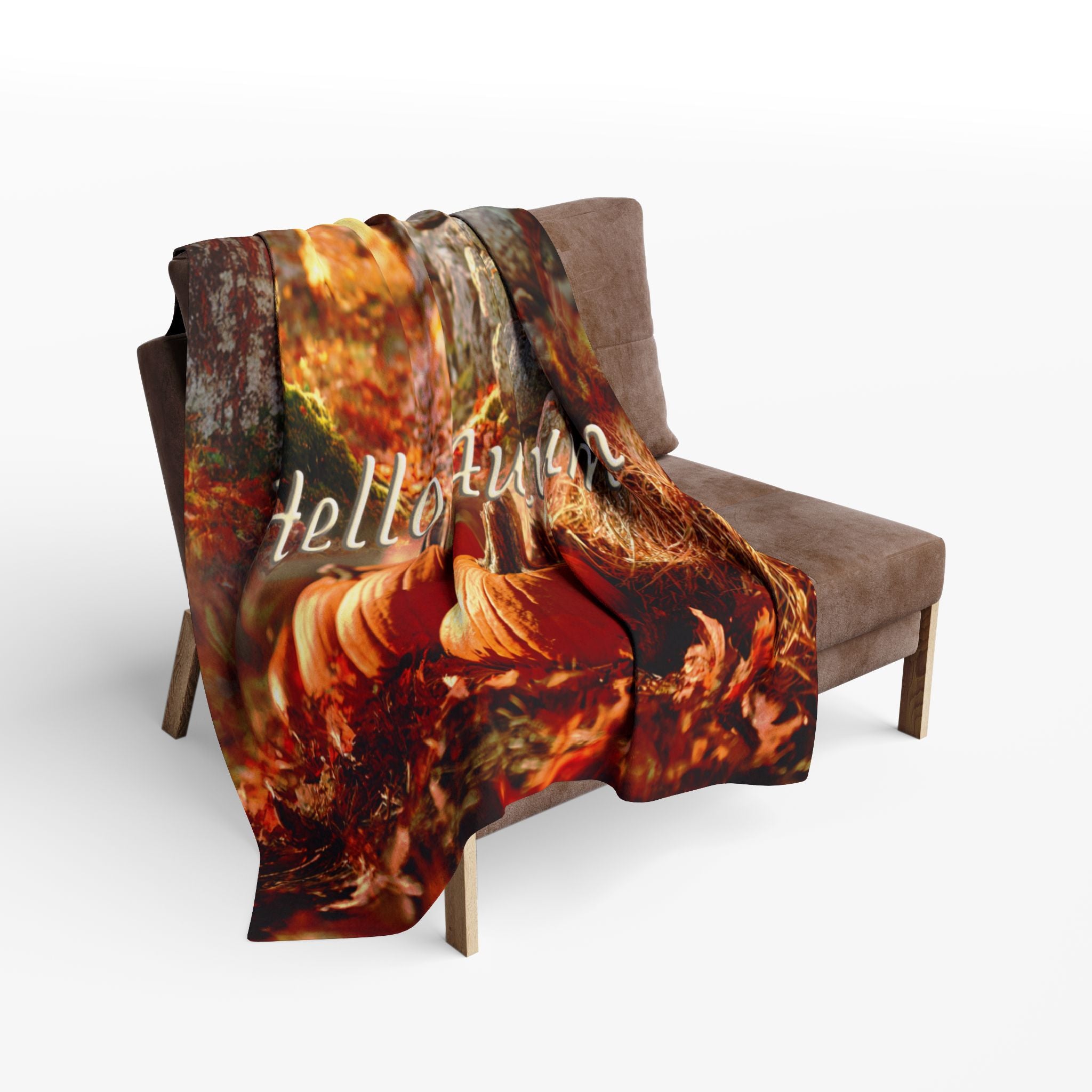 Hello Autumn Pumpkin Design,  Cozy Throw Blanket