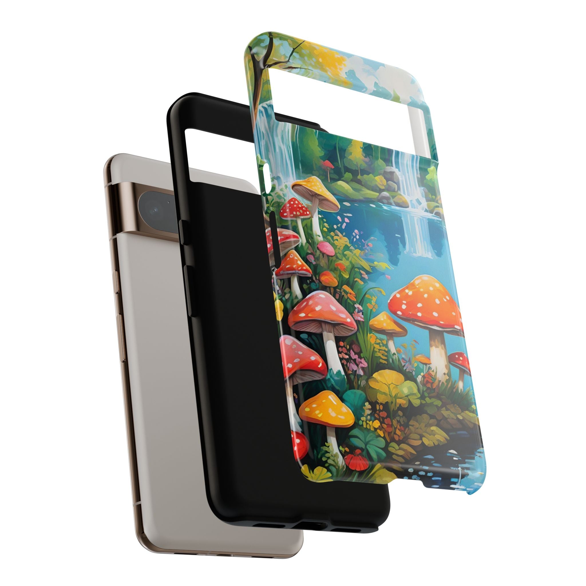 Mushroom Phone Case with Vibrant Nature Scene