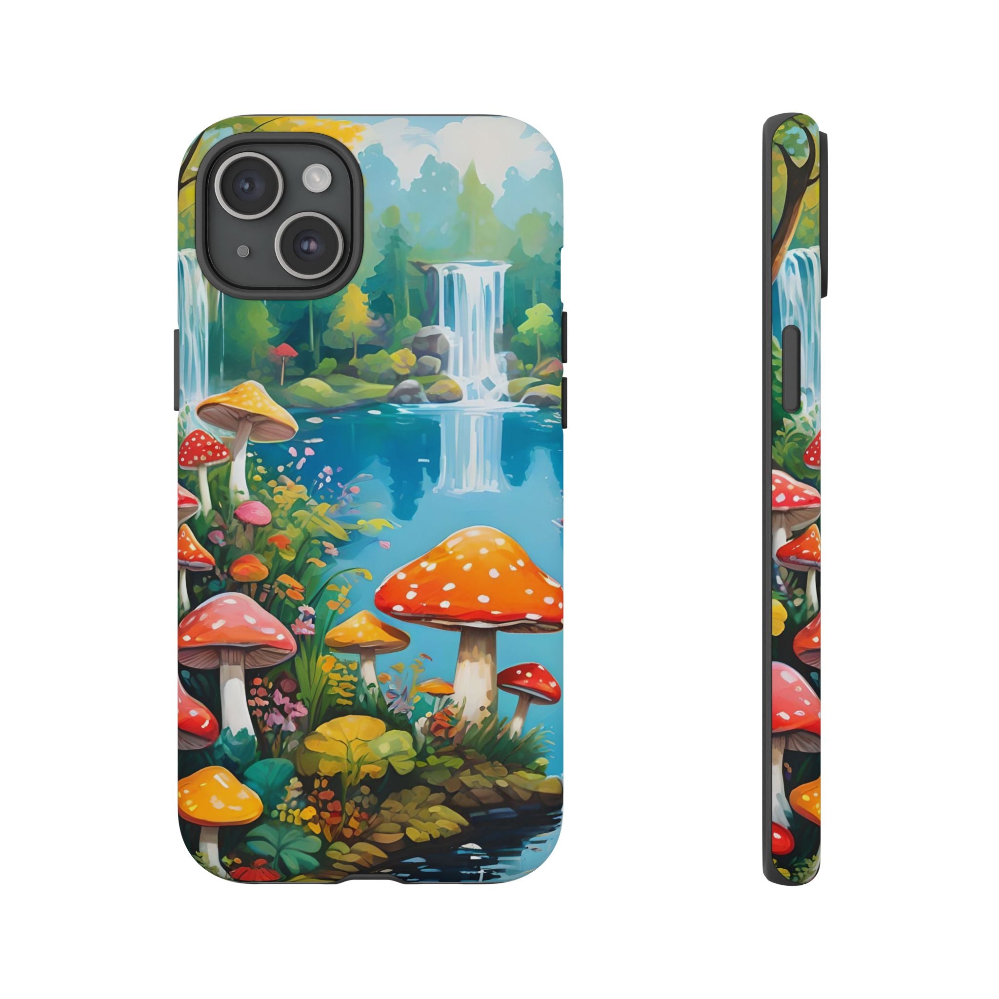 Mushroom Phone Case with Vibrant Nature Scene