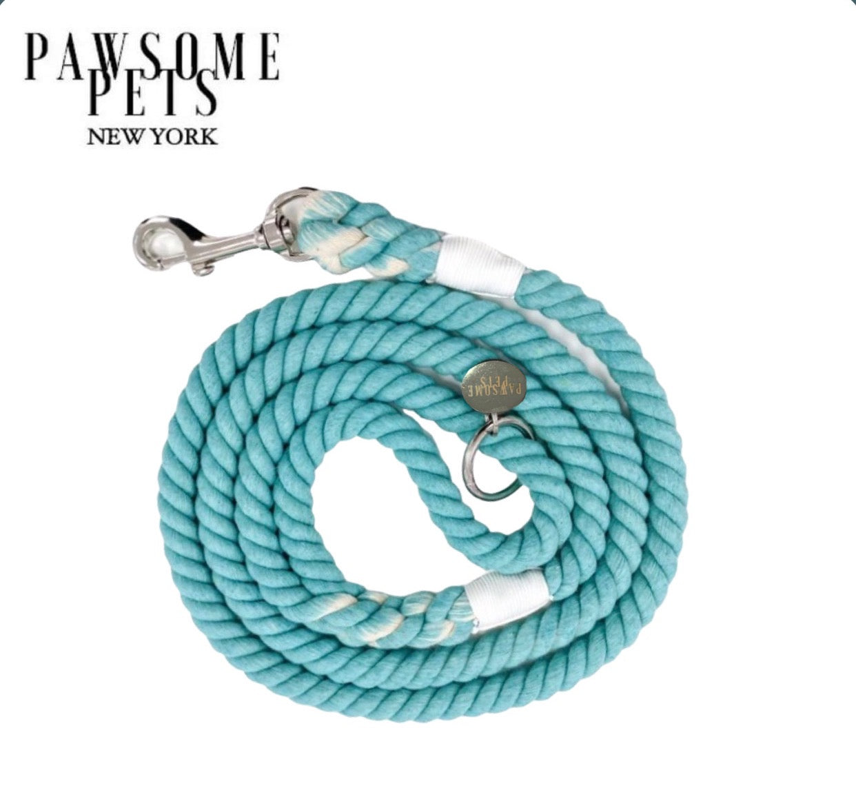 Turquoise Cotton Rope, Dog Leash