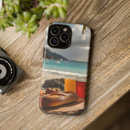 Vue d'un pique-nique sur une plage tropicale, étui pour téléphone