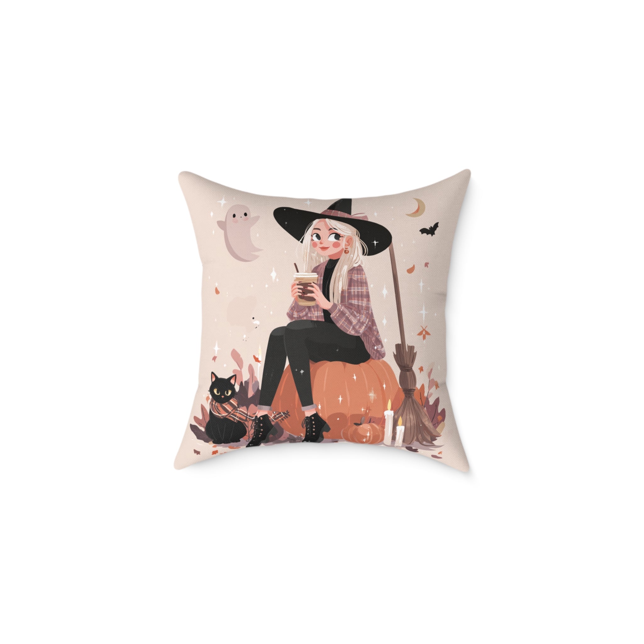 Cozy Witch Fall Design, Decorative Pillow