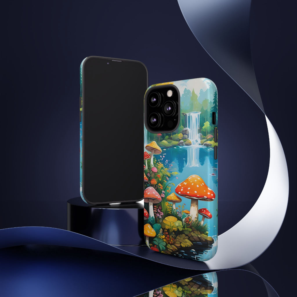 Mushroom Phone Case with Vibrant Nature Scene