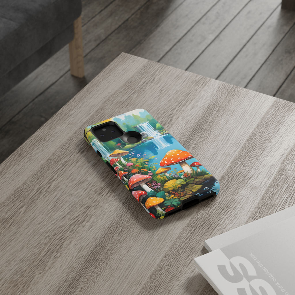 Mushroom Phone Case with Vibrant Nature Scene