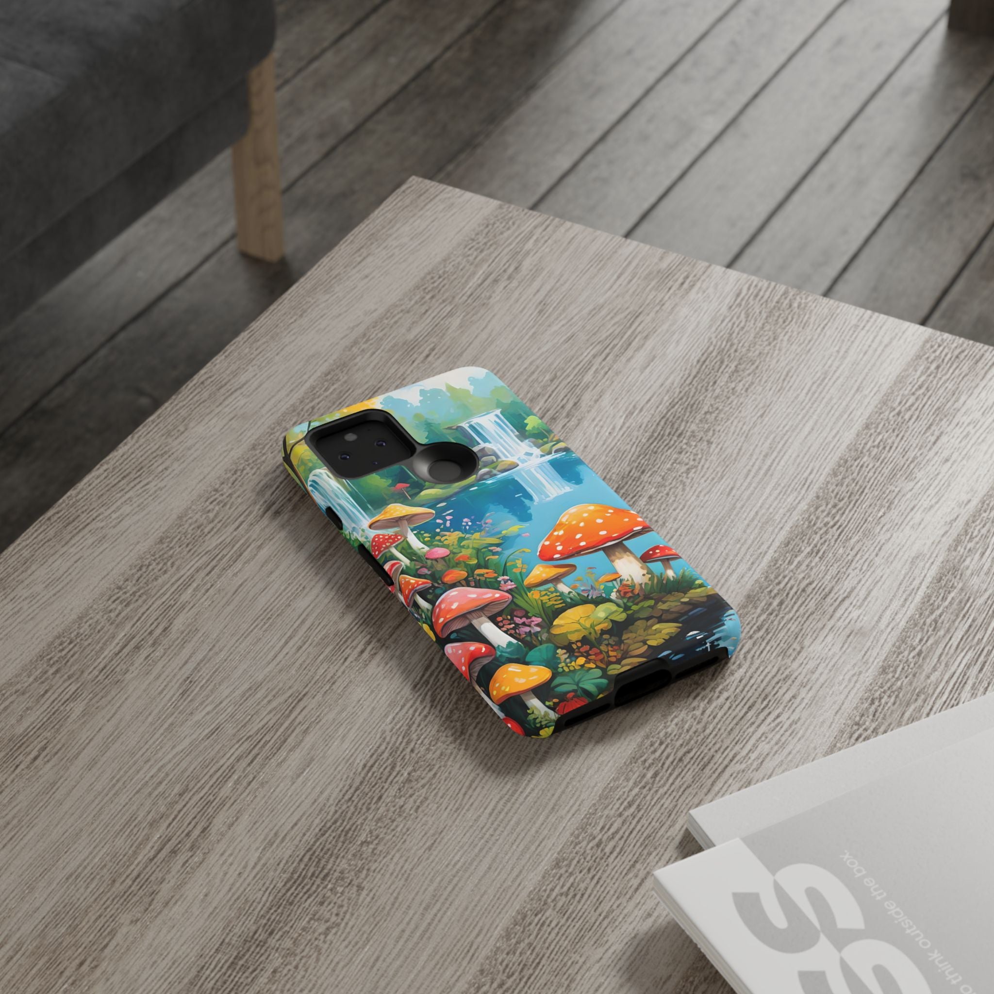 Mushroom Phone Case with Vibrant Nature Scene
