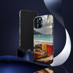 Vue d'un pique-nique sur une plage tropicale, étui pour téléphone