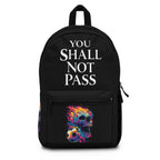 You Shall Not Pass Quote and Flaming Skull, Black Backpack