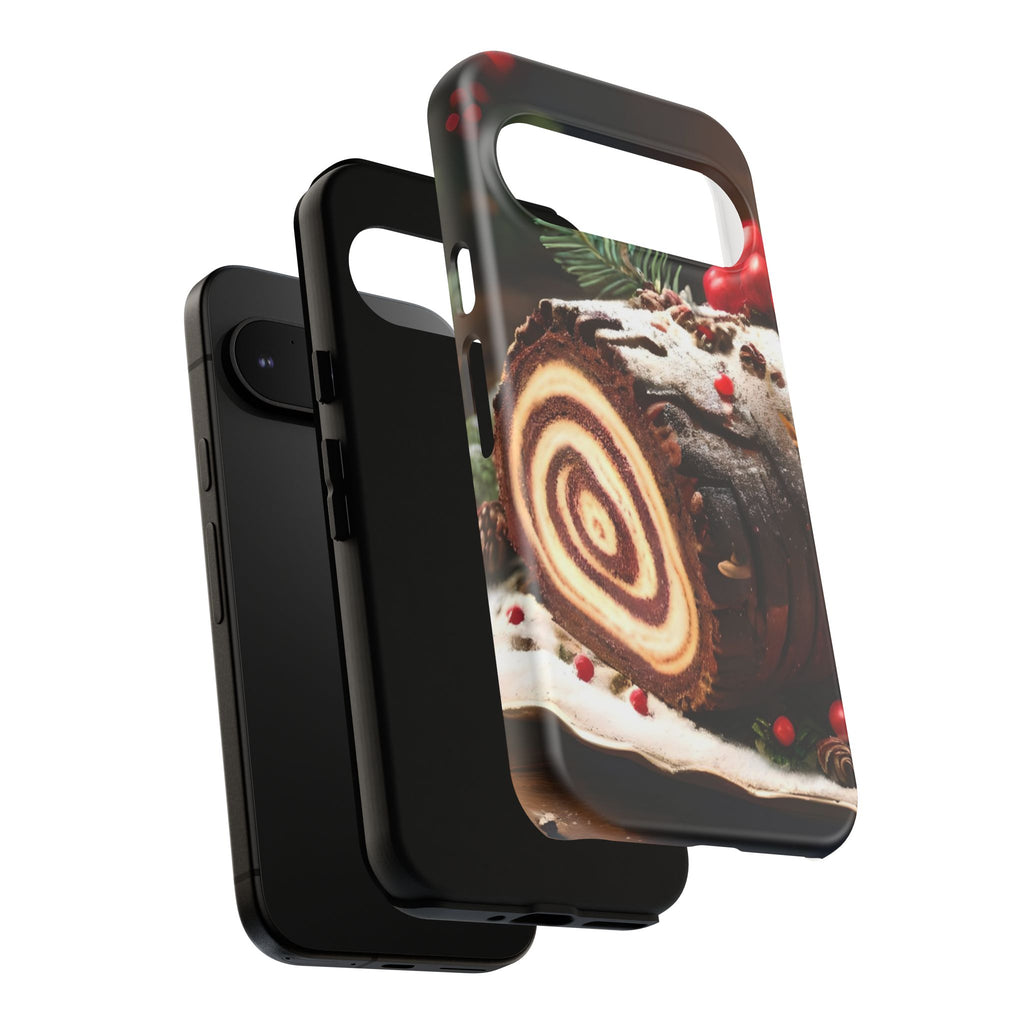 Festive Chocolate Yule Log Dessert, Phone Case