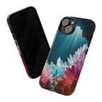 Faisceau lumineux coloré de la grotte de cristal, étui de téléphone