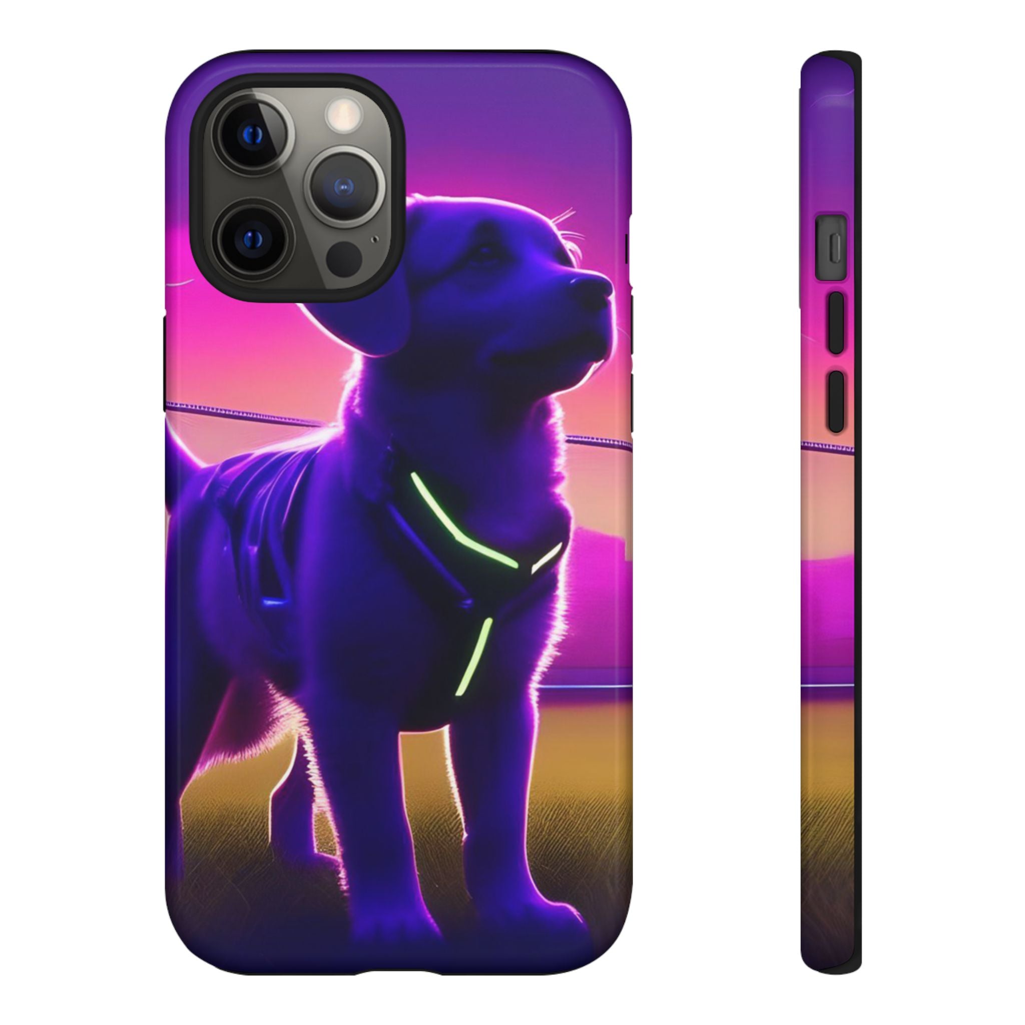 Vibrant Neon-Style Dog, Phone Case