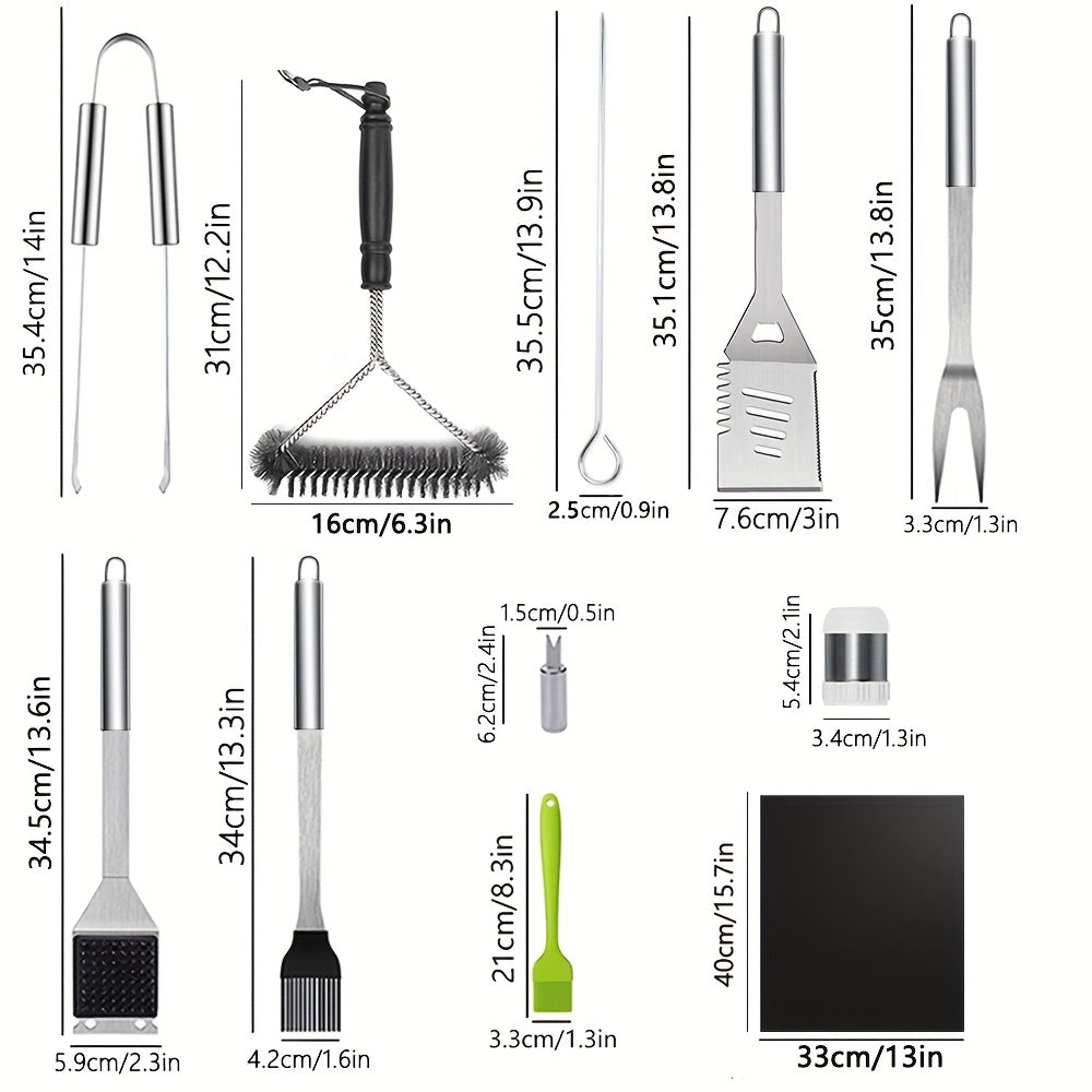 Stainless BBQ Grill Tool Set with Thermometer (26pcs)-2