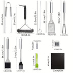 Stainless BBQ Grill Tool Set with Thermometer (26pcs)-2