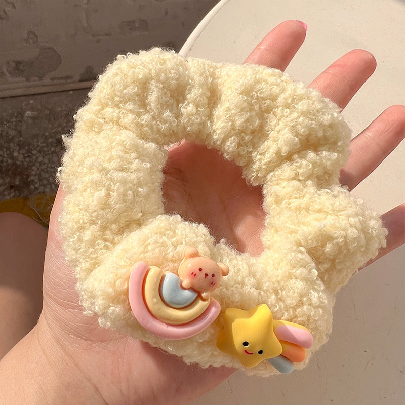 Milk Coffee Color Lamb Plush Hair Tie