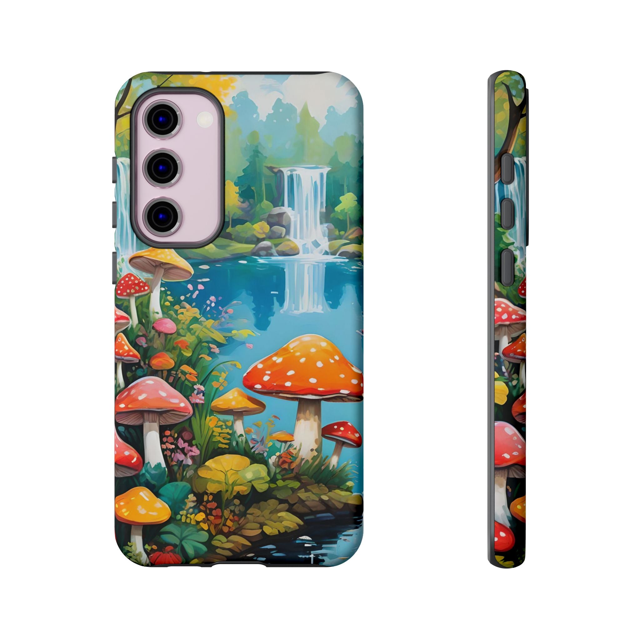 Mushroom Phone Case with Vibrant Nature Scene