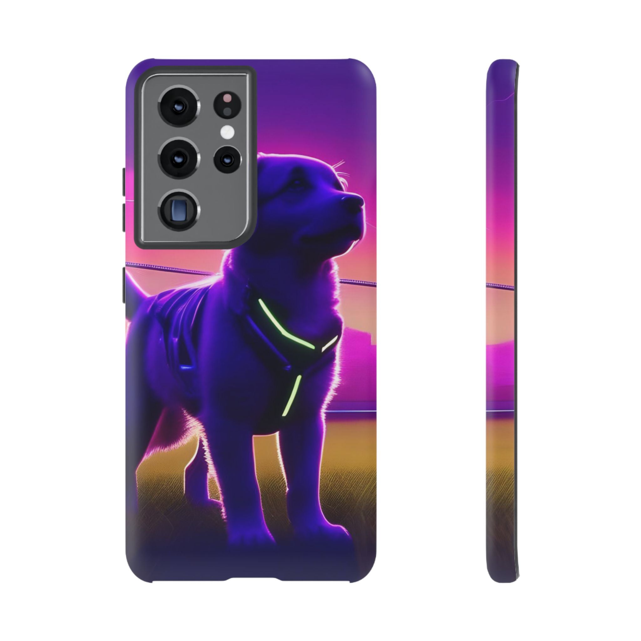 Vibrant Neon-Style Dog, Phone Case