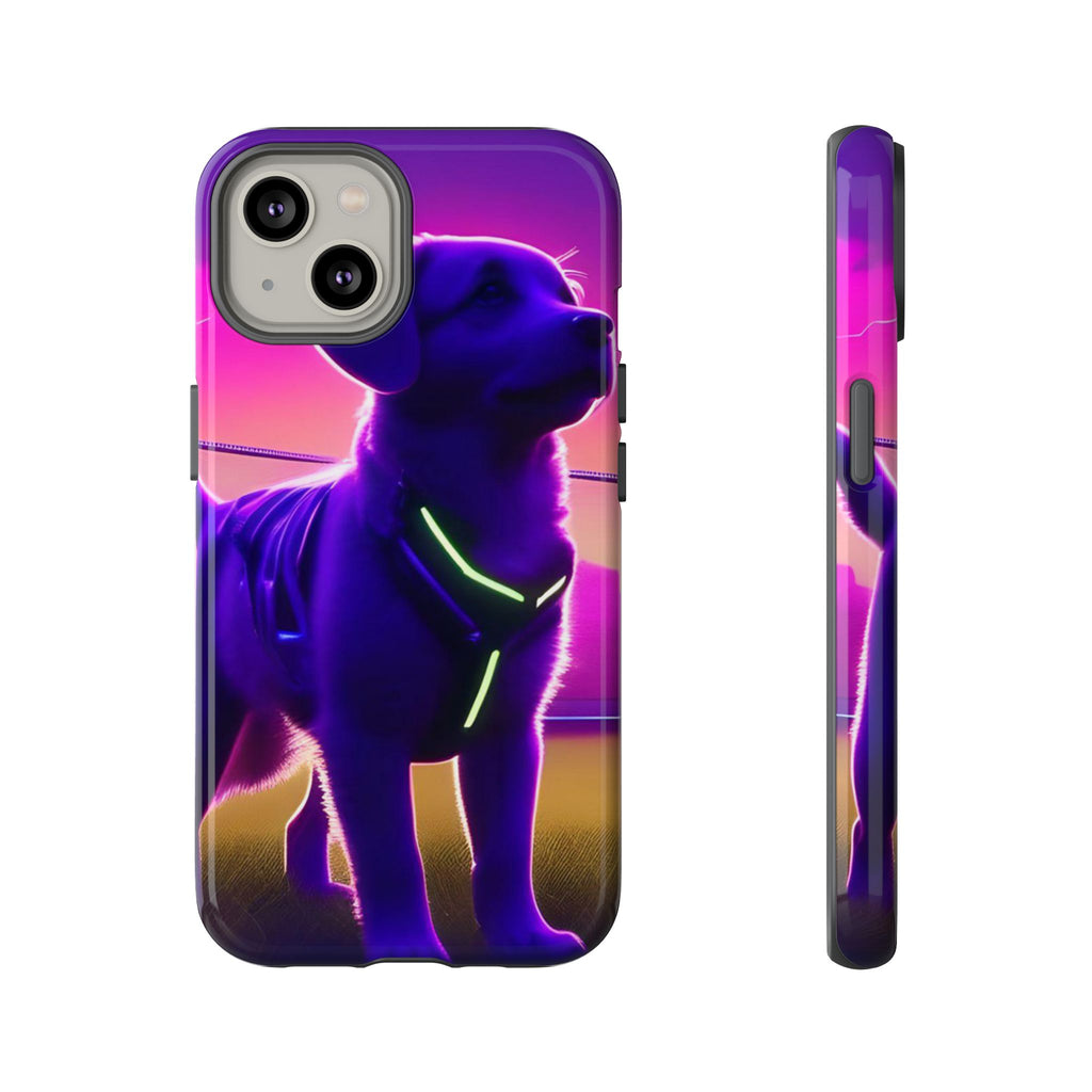 Coque de téléphone motif chien néon vibrant