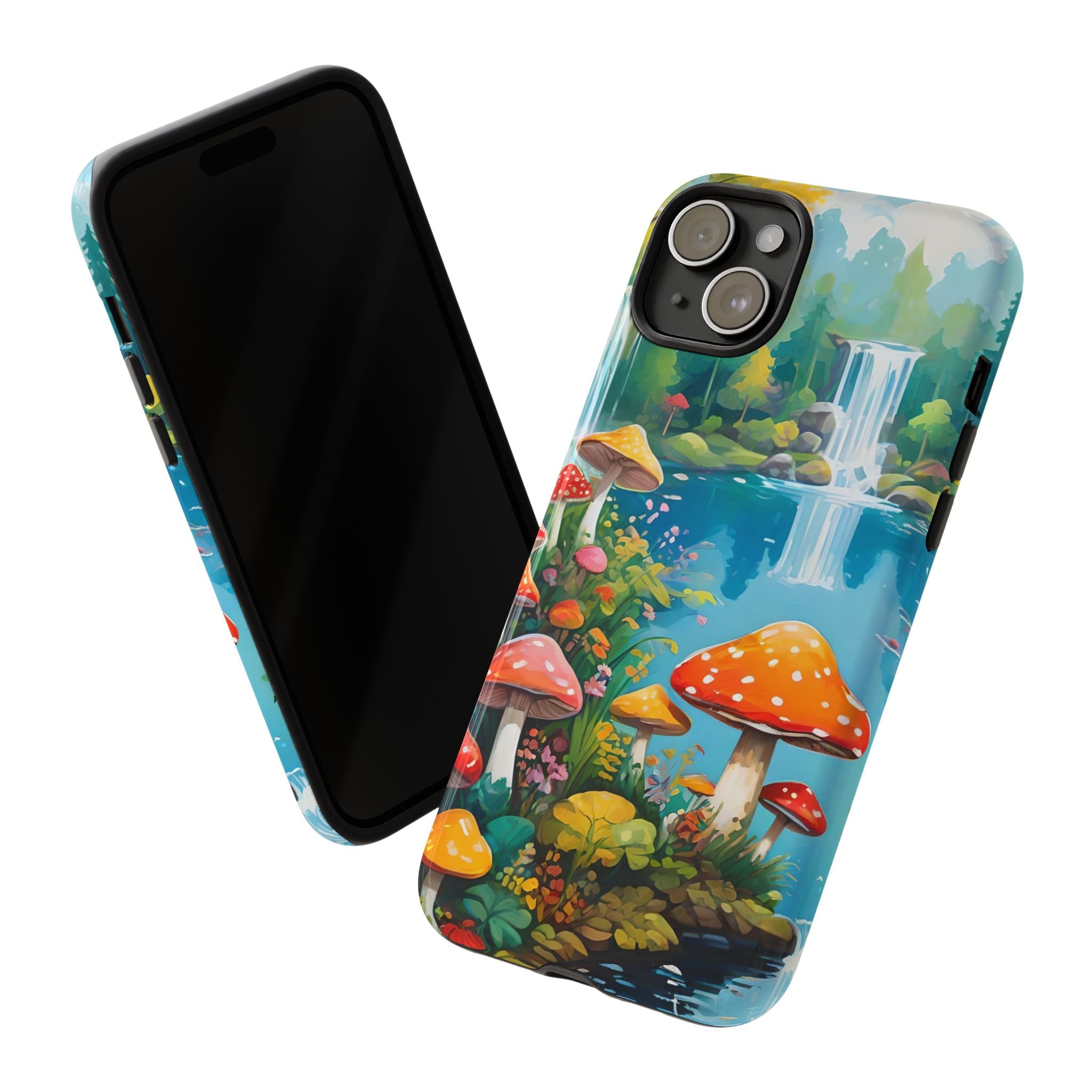 Mushroom Phone Case with Vibrant Nature Scene