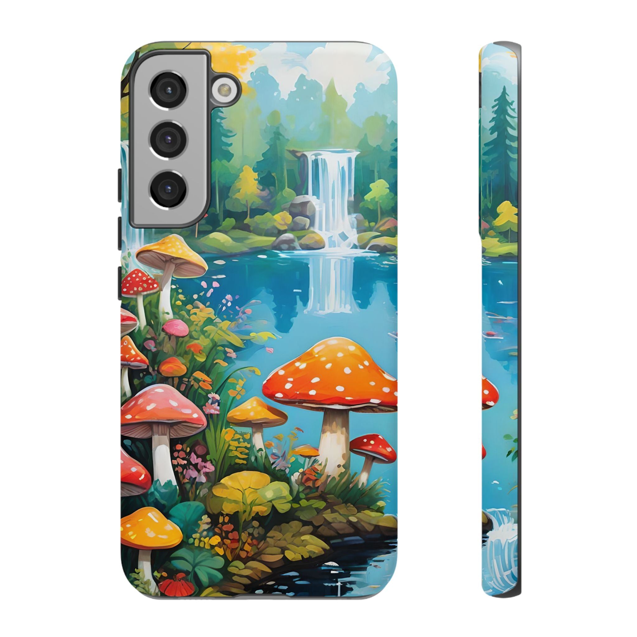 Mushroom Phone Case with Vibrant Nature Scene