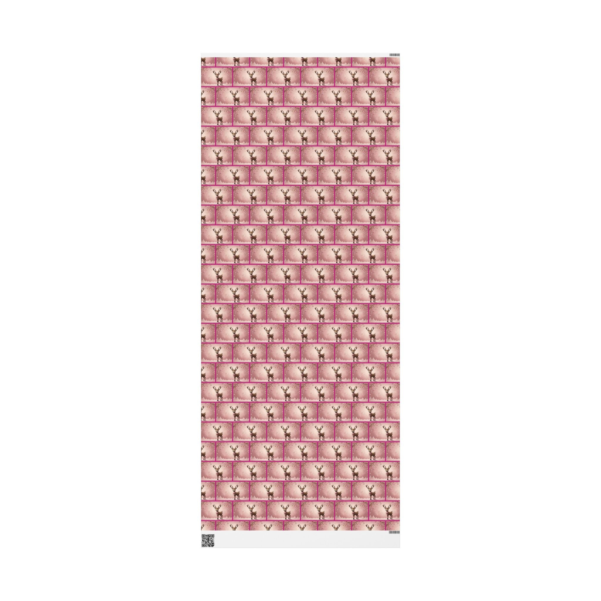 Pink Reindeer Holiday Scene, Christmas Gift Wrap Paper