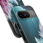 Faisceau lumineux coloré de la grotte de cristal, étui de téléphone