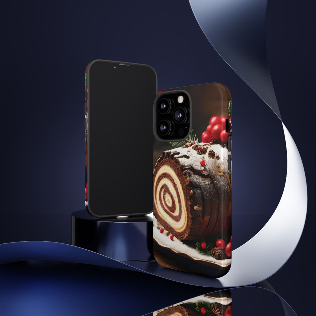 Festive Phone Case with Yule Log Design