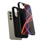 Coque de téléphone vibrante avec motif lumineux abstrait, coque artistique, accessoire technologique moderne, cadeau pour les passionnés de technologie, coque de téléphone personnalisée