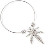 Cannabis Marijuana Leaf Fancy Charm Bangle-0