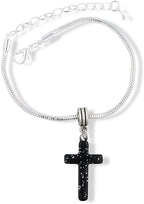 Cross Plastic Snake Chain Charm Bracelet (Black)-0