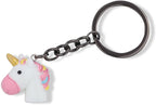 Emerald Park Jewelry 3D White Head Unicorn with Pink Nose Gold Horn Multi Colour Mane Charm Keychain-0