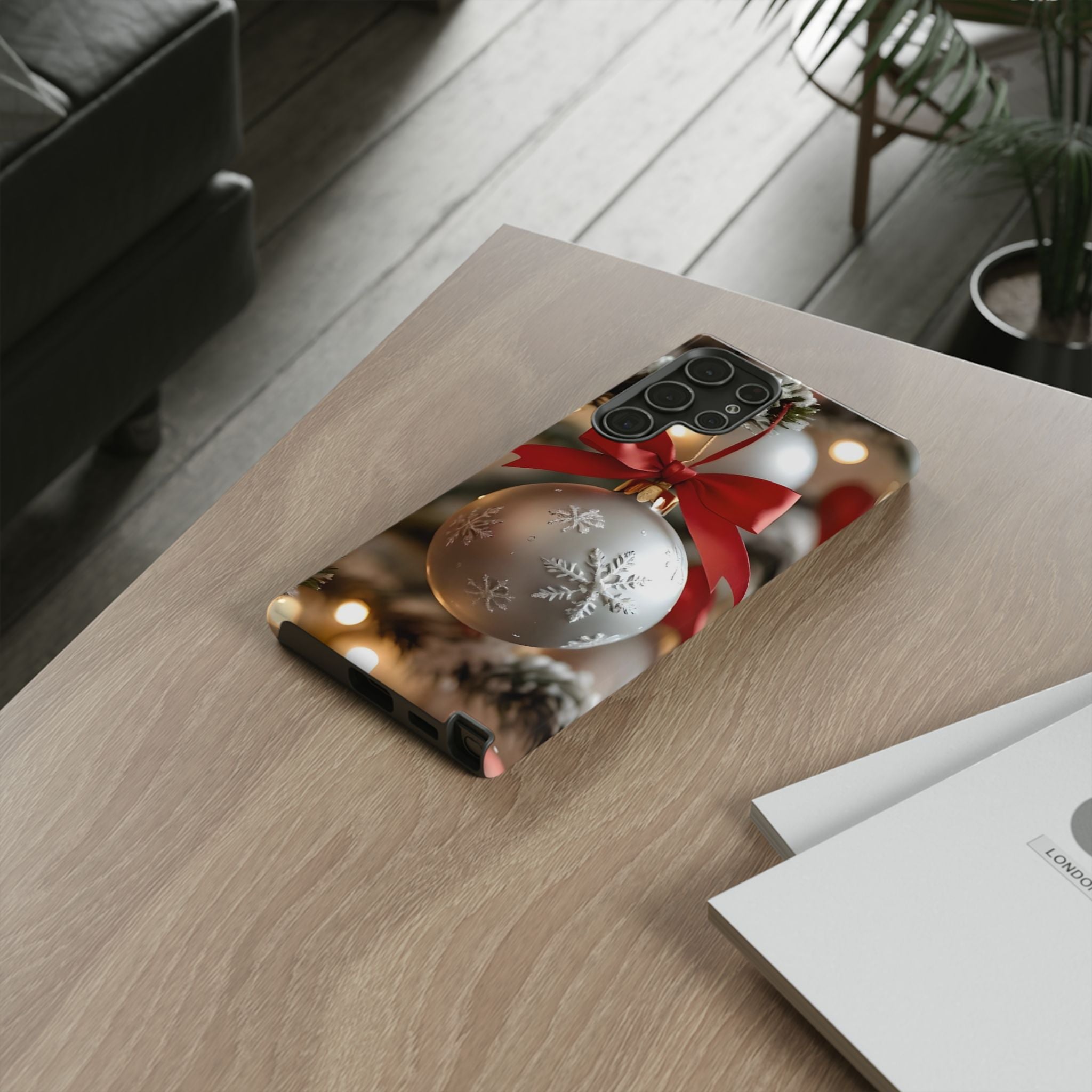 Christmas Phone Case with Seasonal Ornament Design