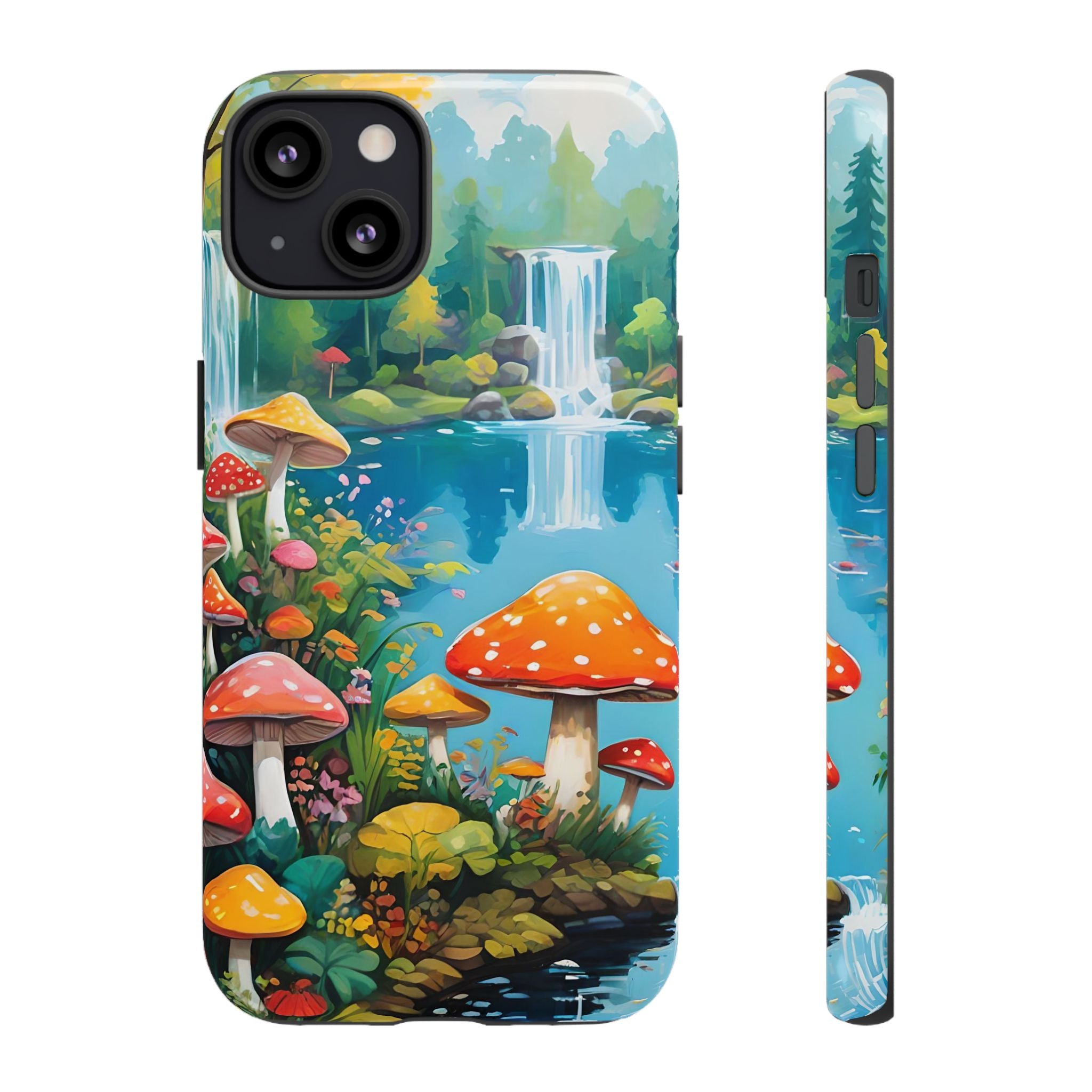 Mushroom Phone Case with Vibrant Nature Scene
