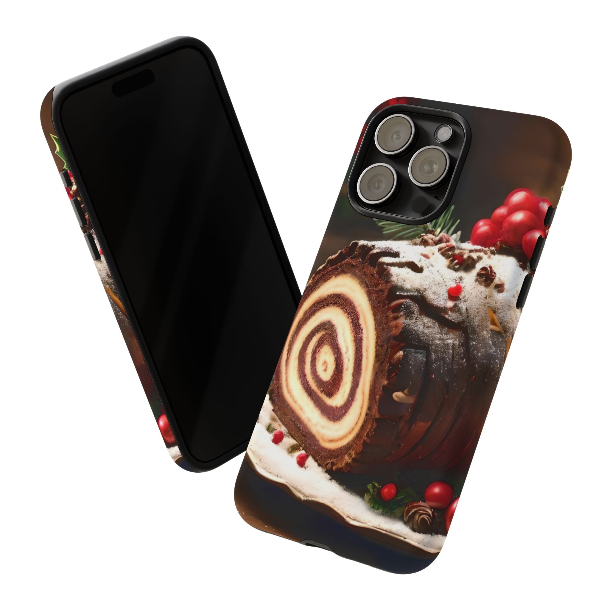 Festive Phone Case with Yule Log Design