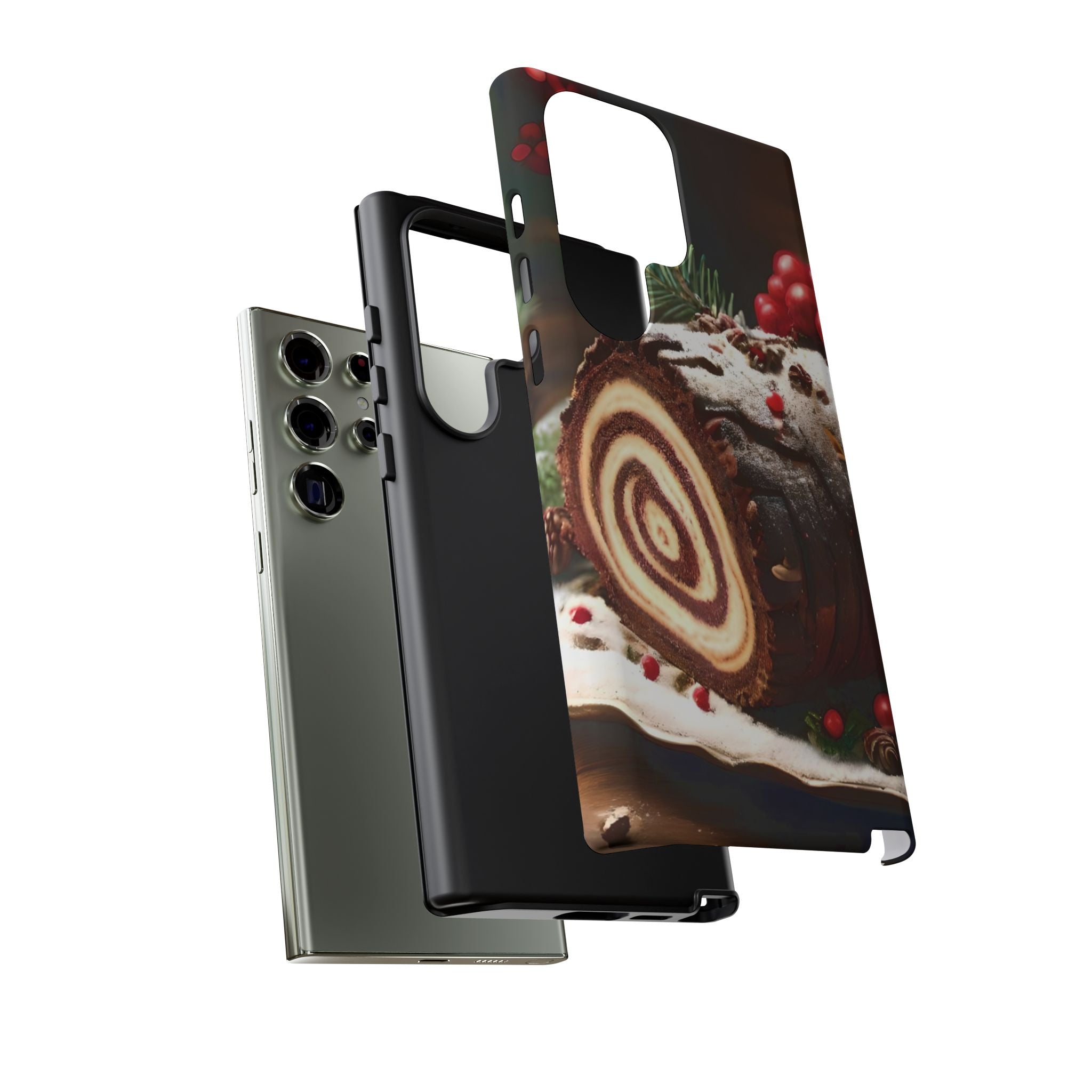 Festive Phone Case with Yule Log Design