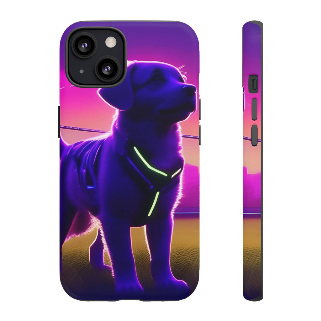 Coque de téléphone motif chien néon vibrant