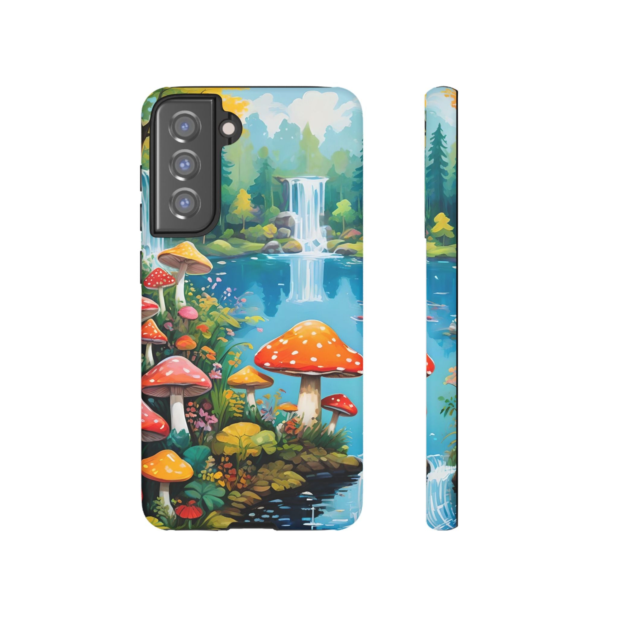 Mushroom Phone Case with Vibrant Nature Scene