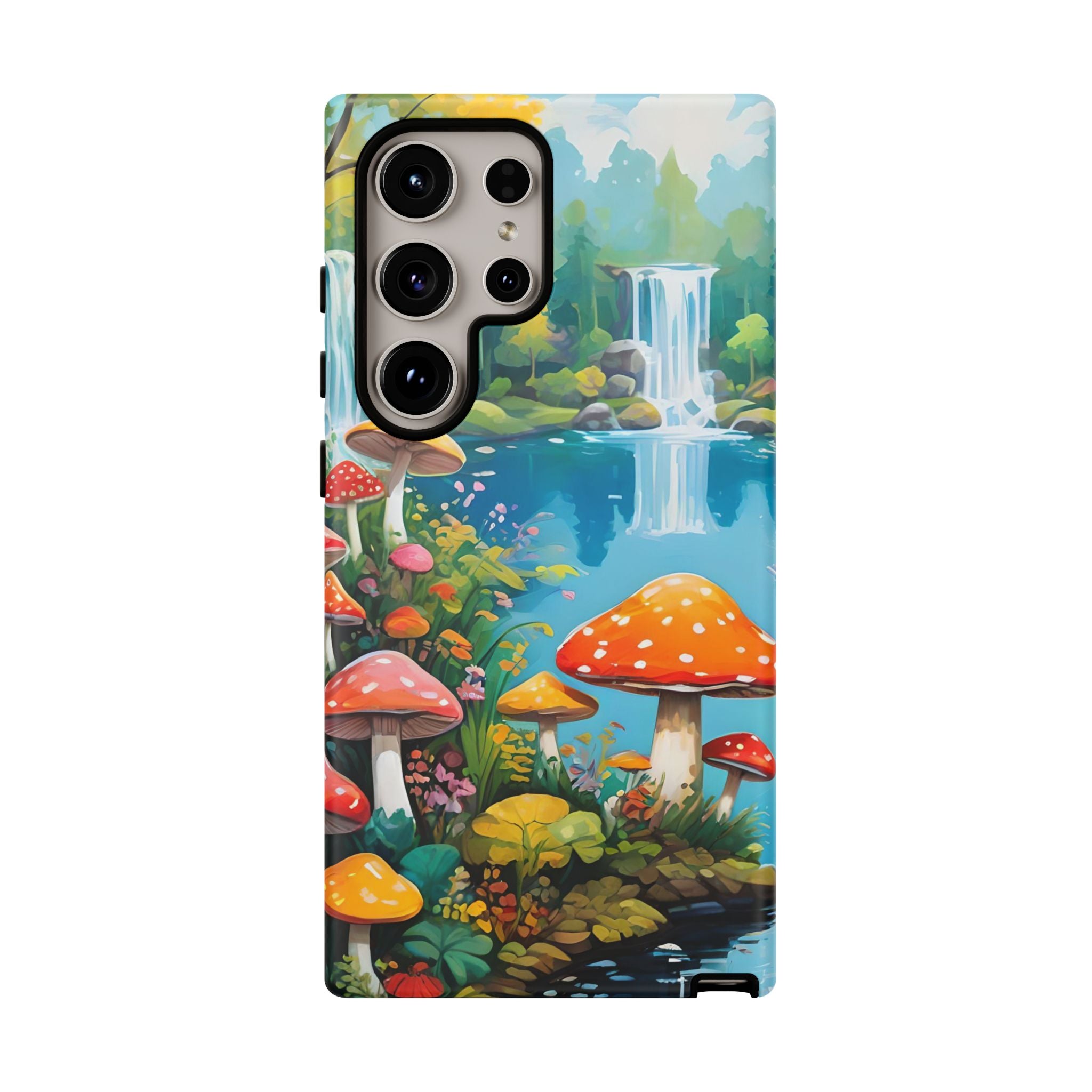 Mushroom Phone Case with Vibrant Nature Scene