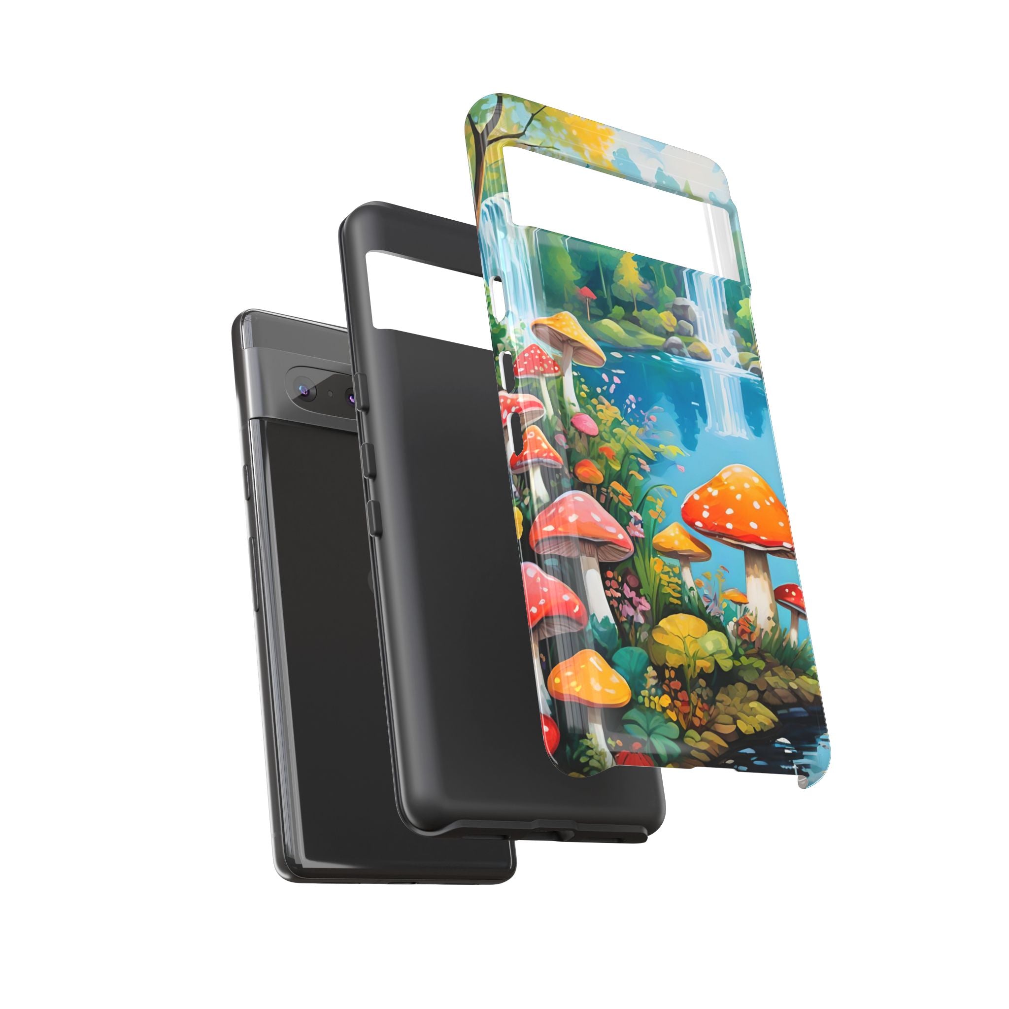 Mushroom Phone Case with Vibrant Nature Scene