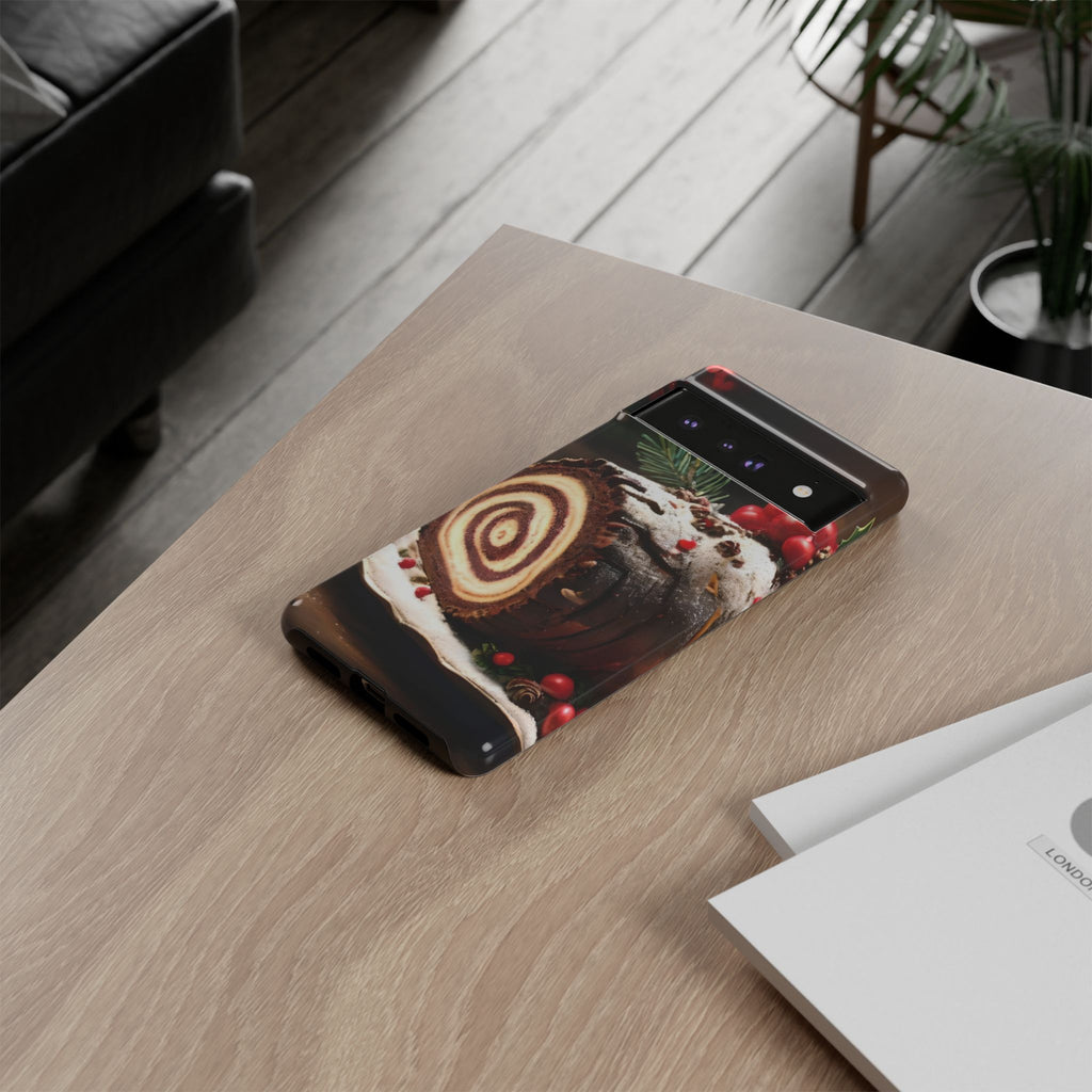 Festive Phone Case with Yule Log Design