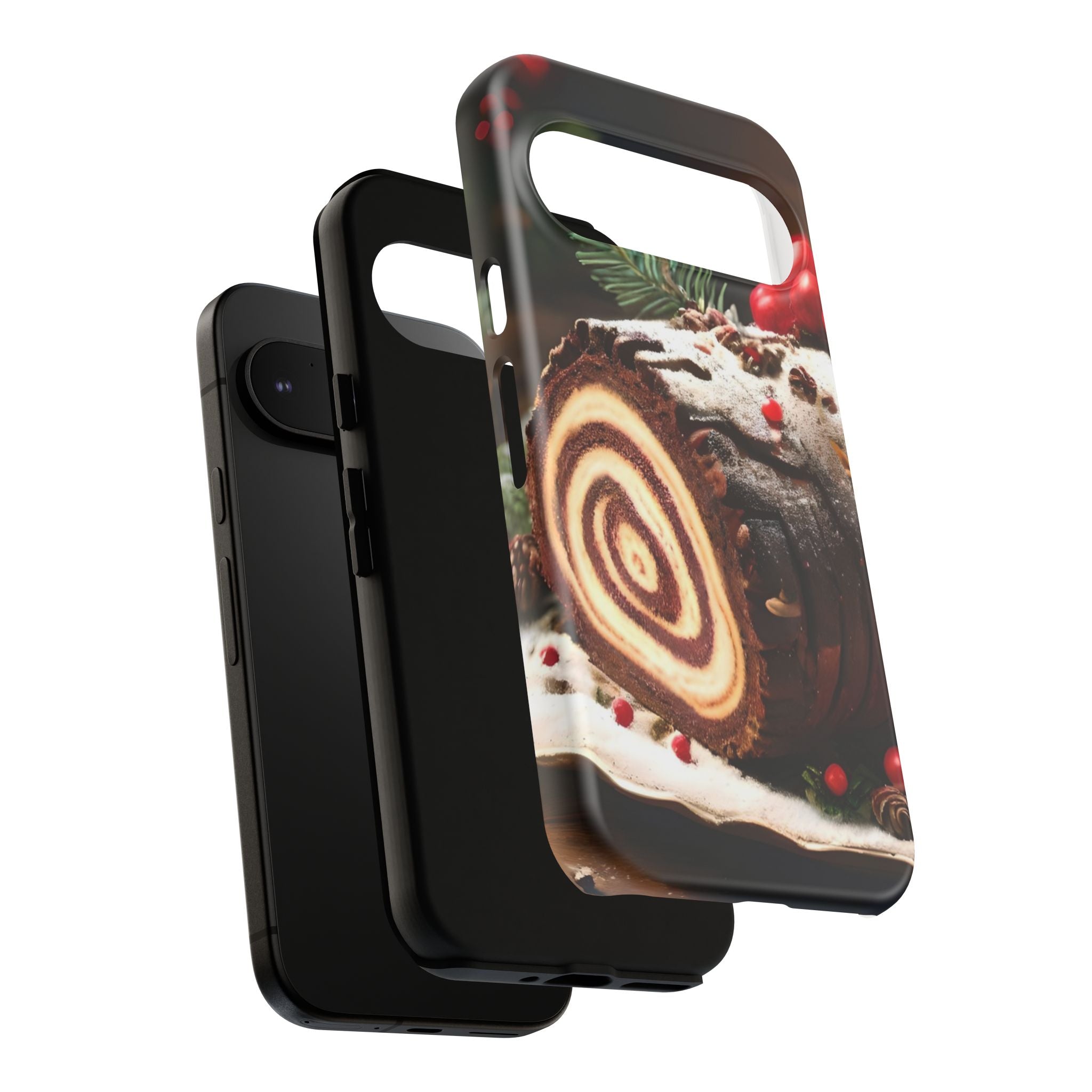 Festive Phone Case with Yule Log Design