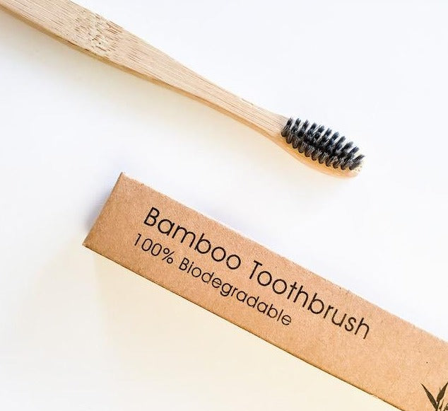 Eco Friendly Natural Bamboo Toothbrush - Activated Charcoal Bristle -