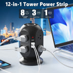 12-in-1 Tower Power Strip with USB-1