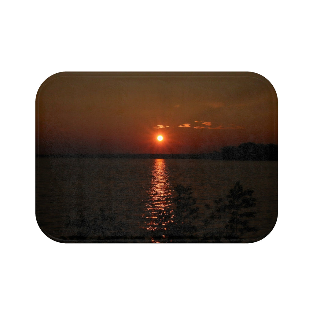 Serene Sunset Over Lake, Bathroom Mat