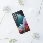 Faisceau lumineux coloré de la grotte de cristal, étui de téléphone