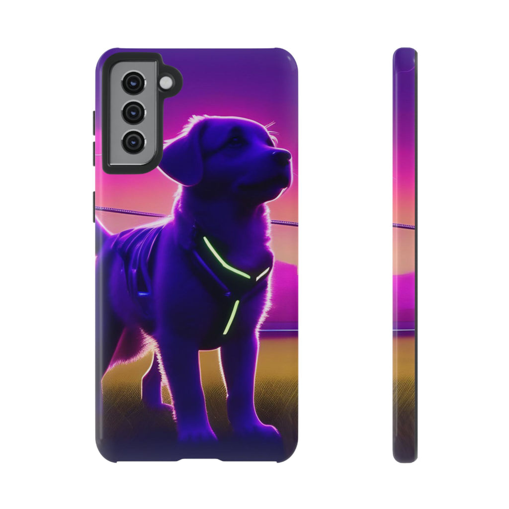 Coque de téléphone motif chien néon vibrant