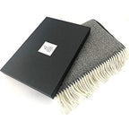 Grand plaid 100 % alpaga naturel avec motif à chevrons 