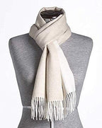 Luxurious Scarf, 100% Baby Alpaca, Beige-White Color