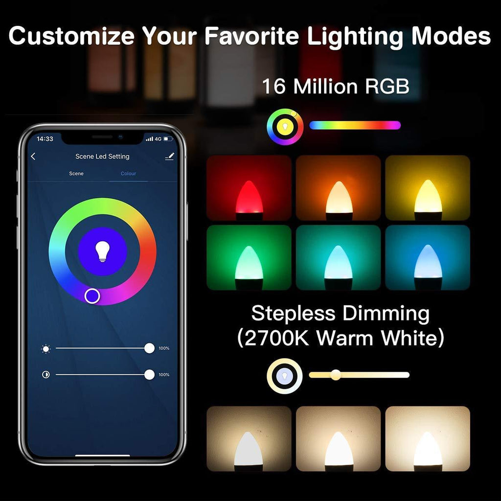 Genie Smart LED Candelabra Bulb E12 (Works with Google Home/Alexa) -